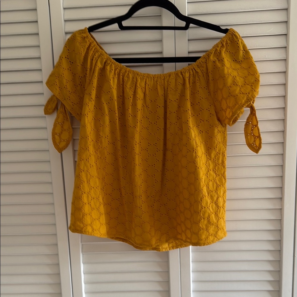 Universal Thread Yellow Off-Shoulder Eyelet Top